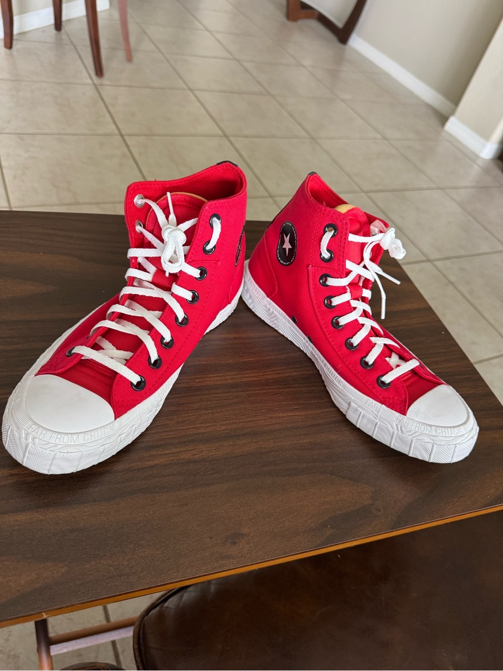 Converse Kids Red High-Top Canvas Sneakers with White Laces